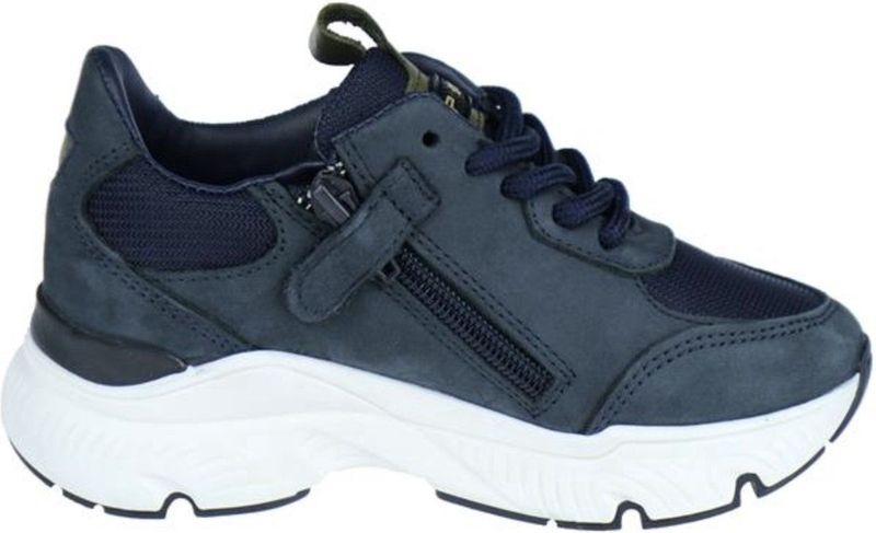 HIP Shoe Style - Sneakers - Blauw - Nubuckleer en Leer - Rits- en Vetersluiting
