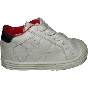 Pinocchio - F1042-30CO - Lage Soepele Schoen - Wit met Rode Accenten - Leder