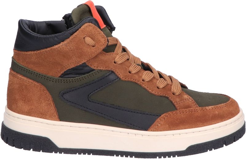 Hip - H1197 - Hoge Sneaker - Mid Brown Combi - Suede Leer Nubuck