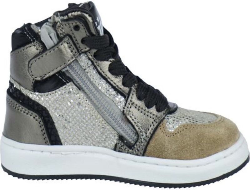 Pinocchio - High Top Sneaker - Bronze Combi - Leer - Veter- en Ritssluiting
