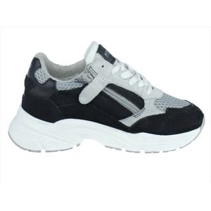 Hip - Chunky Sneakers - Zwart/Wit - Suède/Mesh