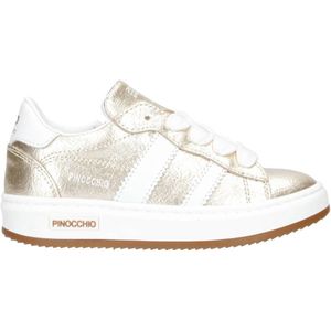 Pinocchio - Leren Sneakers - Goud - Rits- en Vetersluiting
