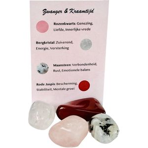 La Rosa Princesa Edelstenen set Zwanger en Kraamtijd Maansteen Bergkristal Rozenkwarts Jaspis - Cadeau Babyshower
