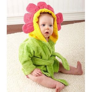 New Age Devi - "" Baby Badjas - Bloem - Groen/Rood - Incl. Baby Borstel