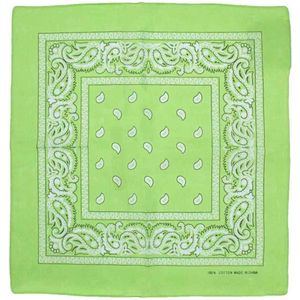 New Age Devi - ""Lime groene Paisley Bandana - Boeren zakdoek van 100% katoen - Perfect voor carnaval - Multifunctioneel accessoire: hoofdband, sjaaltje en meer!
