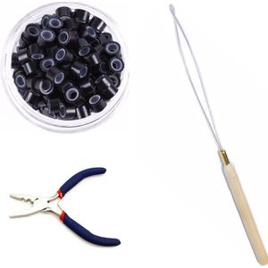 New Age Devi - 100 stuks Combo_Microring met silicone - zwart - loop - inzettang