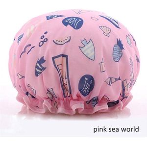 Dikke 1Stuks Douche muts - Shower Cap - Pink Sea World - Waterdicht - BadMuts  - Dubbele Laag - Douchemuts Haar Cover Bedekking - Vrouwen Benodigdheden DoucheCap Badkamer Accessoires