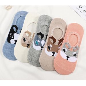 5 Paren/partij Leuke Harajuku Dier Sokken Vrouwen Zomer Koreaanse Stijl Kat Beer Konijn Grappige Lage enkelsok