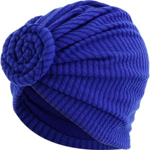 Tulband - Blauw - Head wrap - Chemo muts - Beanie - Hoofddoek - Hijab - Slaapmuts
