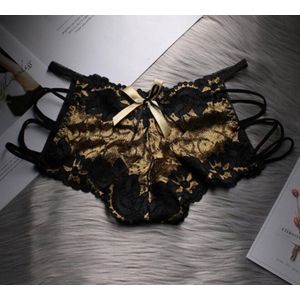 3 Stuks - Sexy stijlvolle Lingerie - Kanten Ondergoed - G-String Hoge Taille - Goud