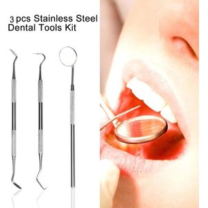RVS - Tandarts Gereedschap - Tandverzorging - Met Tandartshaakje en Mondspiegel