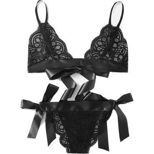 New Age Devi - ""Zwarte Lingerie-set | Kant | Non-Padded Bh | Brazilian | Maat L