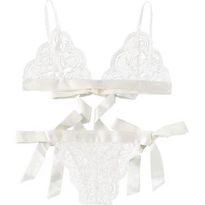 New Age Devi - ""Kanten Lingerieset | Niet-Voorgevormd | Brazilian | Wit | Maat M | Sexy Look