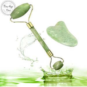 Jade roller + Guasha schraper - Jaderoller - Gua sha steen - Gezichtsmassage - Anti-aging - Gezichtsroller