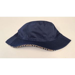 New Age Devi - ""Bucket Hat - Vissershoedje - Donkerblauw met Ruitjes
