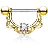 Tepelpiercing sierlijk drop gold plated