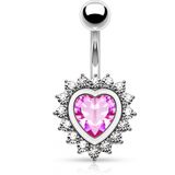Navelpiercing steentjes rondom hart roze