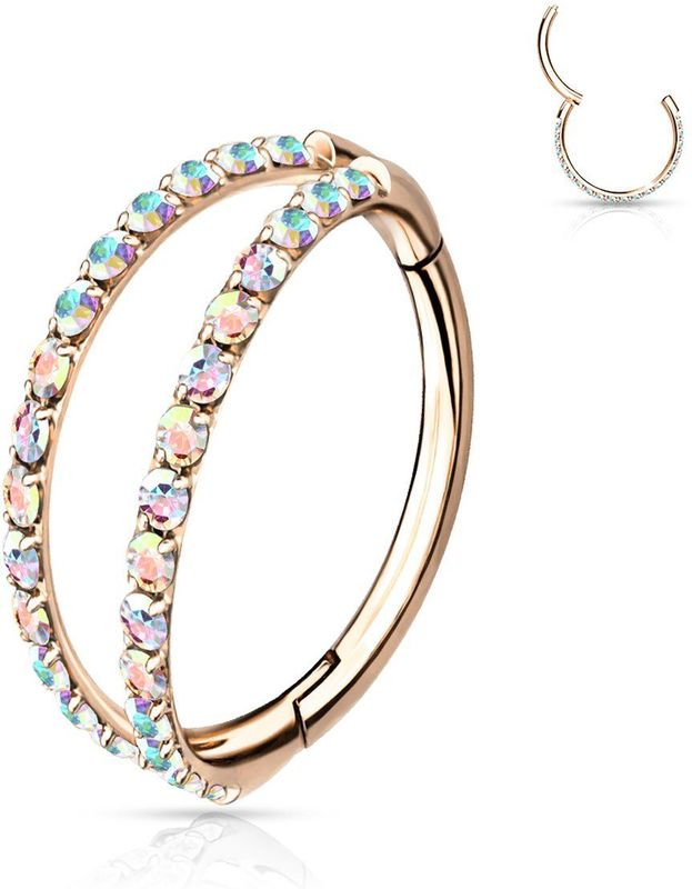 Piercing - Titanium - Dubbel Lined Steentjes - Verkocht per Stuk