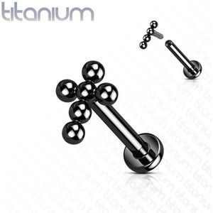 Piercing titanium ball kruis 1.2x8 zwart