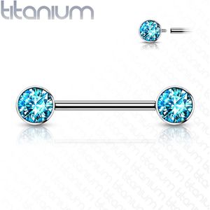 Piercing titanium steen aqua 16mm