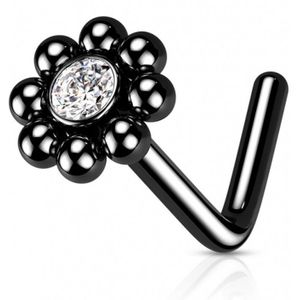 Neuspiercing beaded l-bend zwart