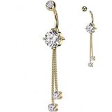 Navelpiercing 2 chains met steentje gold plated