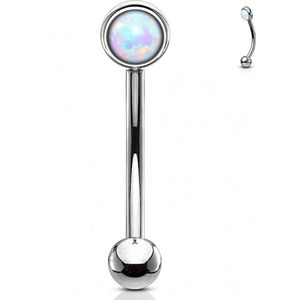 Piercing opal top 1.2x8 zilver