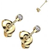 Titanium - Oorbellen - Wit - CZ 3mm - Setje