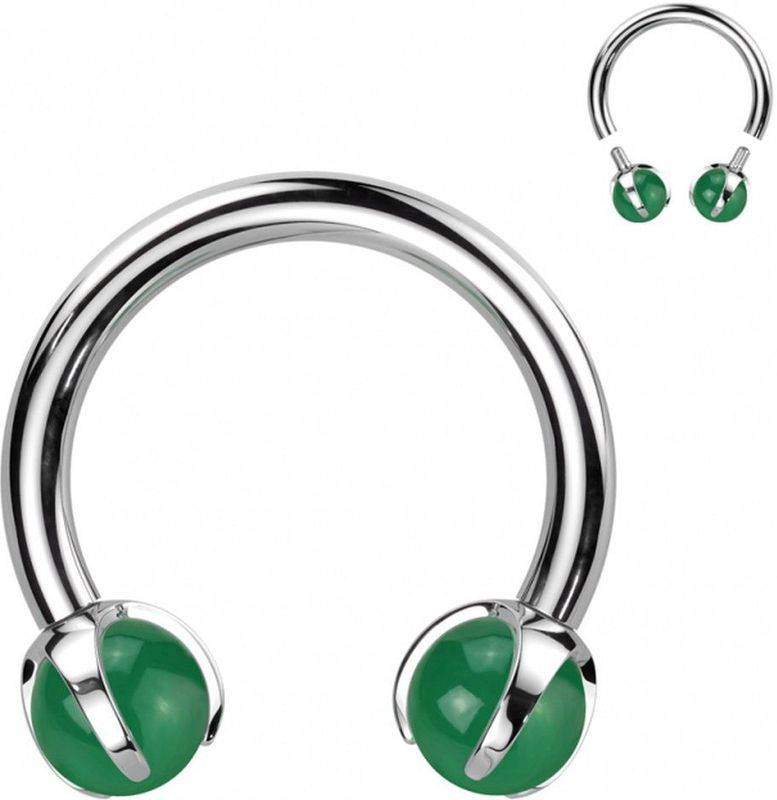 Piercing titanium horseshoe jade