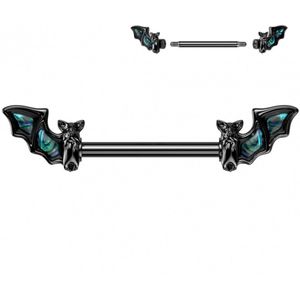 Tepelpiercing bat zwart