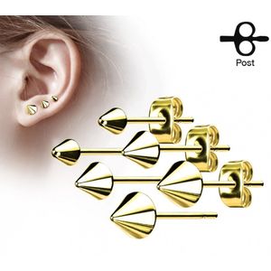 Oorbel spike 3 mm goud