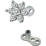 Dermal anchor titanium 3 gaats incl bloem top wit