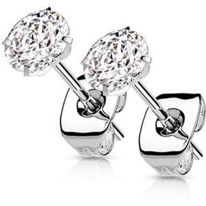 Oorbellen titanium prong wit 4mm