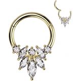 Piercing clicker ring met flower marquise gold plated