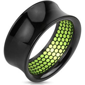 22 mm Double-flared tunnel zwart met groene stippels