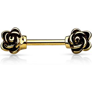 Tepelpiercing - Rozen - Gold Plated - Chirurgisch Staal - Verkocht per stuk