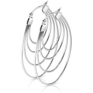 Quadruple Layered Ovals - Oorbellen - Chirurgisch Staal - Setje