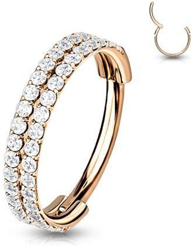 Piercing - CNC Double Lined Steentjes - Chirurgisch Staal - PVD Coating - Verkocht per Stuk