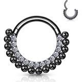 Piercing high quality gemmed and balls 10 mm zwart