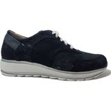 Durea Sneakers Dames - Lage sneakers Damesschoenen - Leer - 6225 688 - Pythonprint - Blauw combi