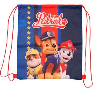 Paw Patrol Chase gymtas/rugzak/rugtas voor kinderen - blauw/rood - polyester - 40 x 35 cm