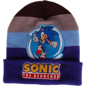Muts Sonic the Hedgehog - Blauw & Grijs & Zwart Gestreept - Commandomuts - Omslag - Kindermaat