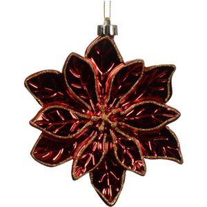 Decoris Kersthanger Poinsettia/Kerstster kerst rood kunststof dia.14,5cm rood Kunststof Decoris Kersthanger