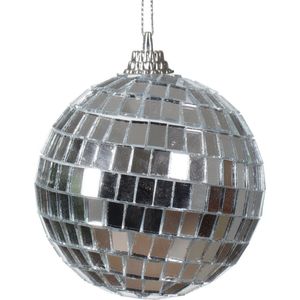 Decoris Kerstbal Discobal van kunststof zilver dia.6cm zilver Kunststof Decoris Kerstbal