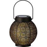 Lumineo Tuin lantaarn - solar - zwart - D14 x H16 cm - metaal - buitenverlichting