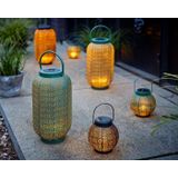 Lumineo Tuin lantaarn - solar - zwart - D14 x H16 cm - metaal - buitenverlichting