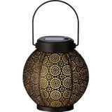 Lumineo Tuin lantaarn - solar - zwart - D14 x H16 cm - metaal - buitenverlichting