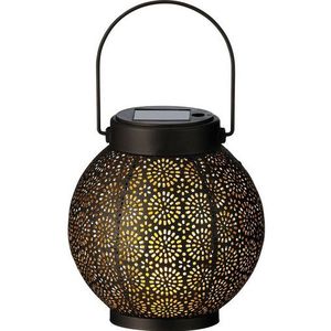 Lumineo Tuin lantaarn - solar - zwart - D14 x H16 cm - metaal - buitenverlichting