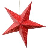 Decoris verlichte kerstster - rood - 60 cm - papier - op batterijen
