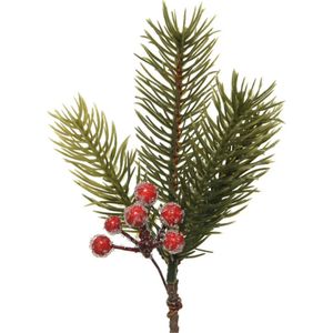 Decoris kersttak/dennentak - groen met bessen - 21.5 cm